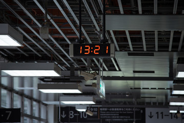 Close up of Digital clock in train station