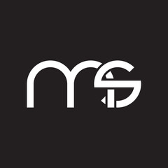Initial lowercase letter ms, overlapping circle interlock logo, white color on black background