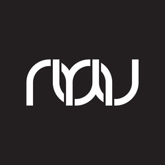 Initial lowercase letter mw, overlapping circle interlock logo, white color on black background