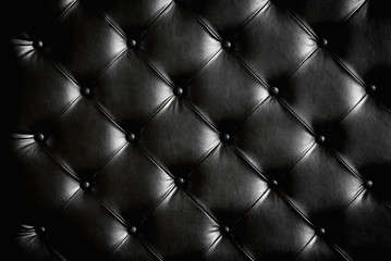 Luxurious black leather texture furniture with buttons