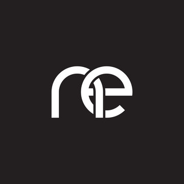 Initial lowercase letter ne, overlapping circle interlock logo, white color on black background