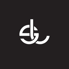Initial lowercase letter sl, overlapping circle interlock logo, white color on black background