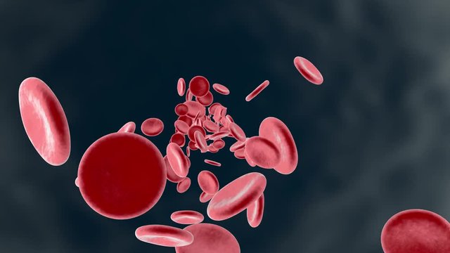 Flowing Erythrocyte aka Hemoglobin cells on a white background. 		
