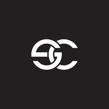 Initial lowercase letter sc, overlapping circle interlock logo, white color on black background