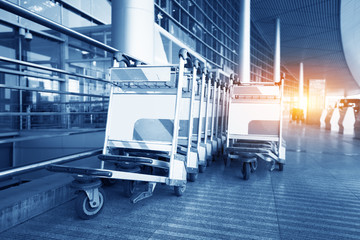 luggage carts at modern airport