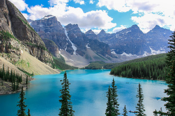 Beautiful moraine lake in banff national park in alberta canada