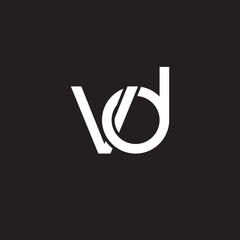 Initial lowercase letter vd, overlapping circle interlock logo, white color on black background