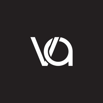 Initial lowercase letter va, overlapping circle interlock logo, white color on black background