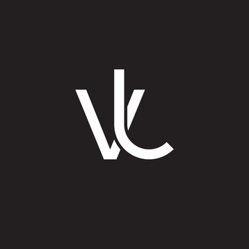 Initial lowercase letter vl, overlapping circle interlock logo, white color on black background