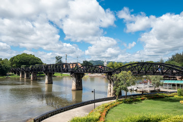 Ancient bridge on River Kwai history of world war II at Kanchanaburi