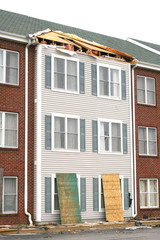 Construction site of apartment building roof repair
