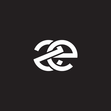 Initial lowercase letter ze, overlapping circle interlock logo, white color on black background