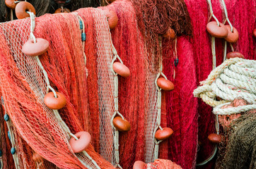 Brilliant red fishing nets - 183146649