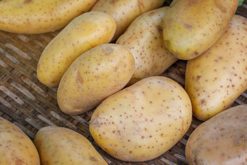 The potato in basket bamboo.