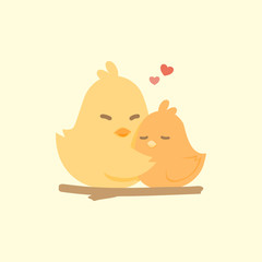 Happy cute couple of birds in love, Valentine concept, vector illustration.