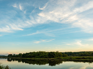 Fototapeta na wymiar blue sky over the lake