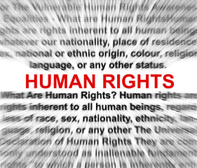 Human rights concept - definition blurred radially but readable.