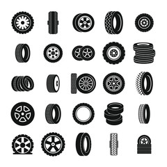 Tire icons set, simple style © anatolir