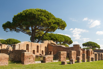 Ruins of the ancient Roman town Ostia Antica, Italy