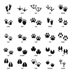 Animal footprint icons set, simple style © anatolir