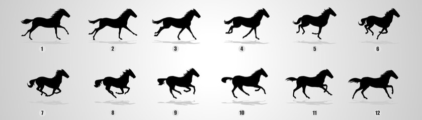 Horse Run cycle, Animation, Sprites, Sprites sheets, Animation frames, sequence, 