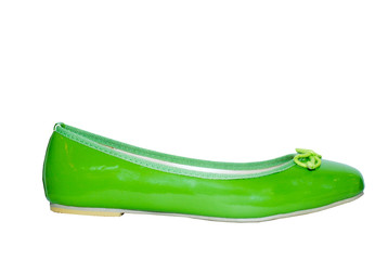 green woman shoe. Isolated on a white background