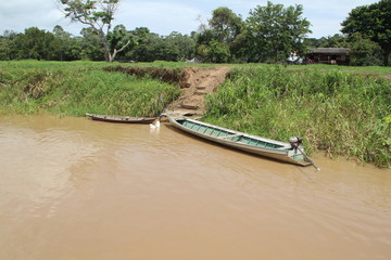 Canoes on the Amazon River