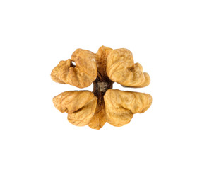 walnut heart isolated on white background