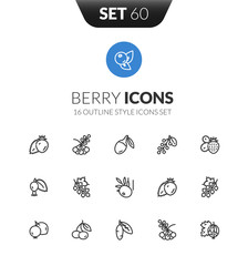 Outline black icons set in thin modern design style