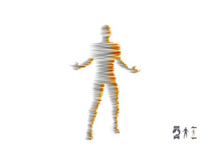 Man spreads hands to sides. Man doing balance gesture. Concept communication. Vector illustration.