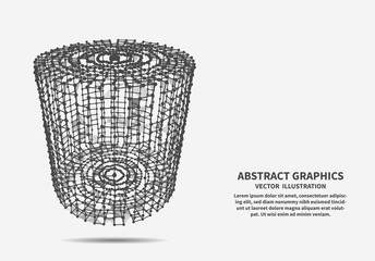 Cylinder, vector illustration. Network connections