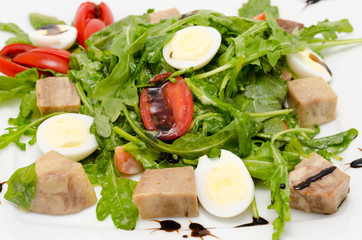 quail eggs and tongue salad