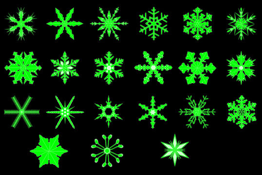 Green Neon Snowflakes
