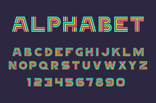 Vector of Linear font and alphabet