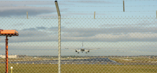 Passinger jet landing at doncaster Airport, UK 