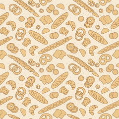 bakery products hand drawn seamless pattern. vector illustration