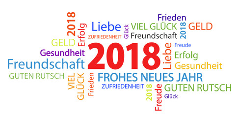 word cloud with new year 2018 greetings