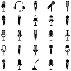 microphone icon set - obrazy, fototapety, plakaty