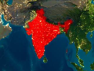 India in red at night
