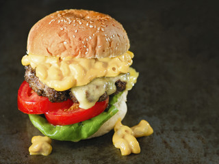 rustic american mac and cheese hamburger