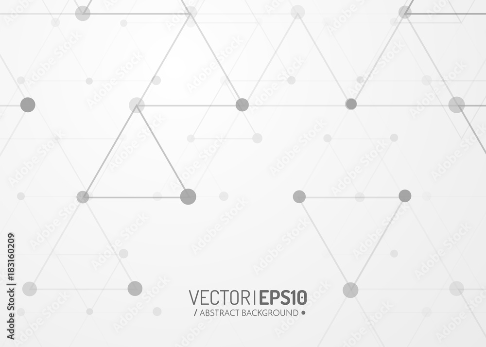 Poster Technology background. Triangles with dots. Geometric pattern
