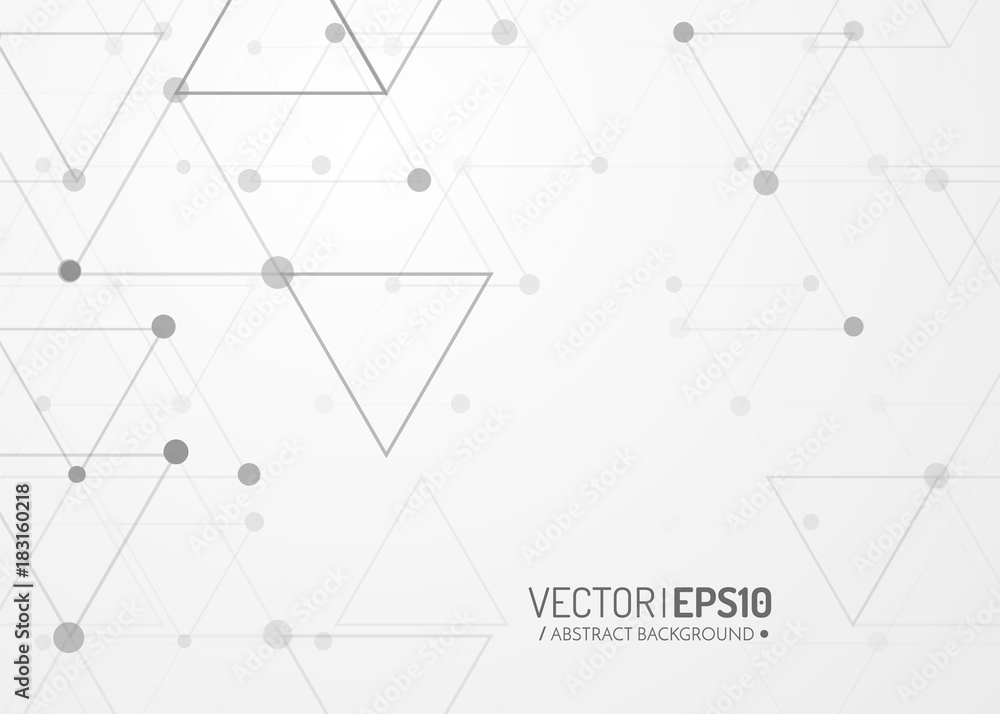Poster technology background. triangles with dots. geometric pattern