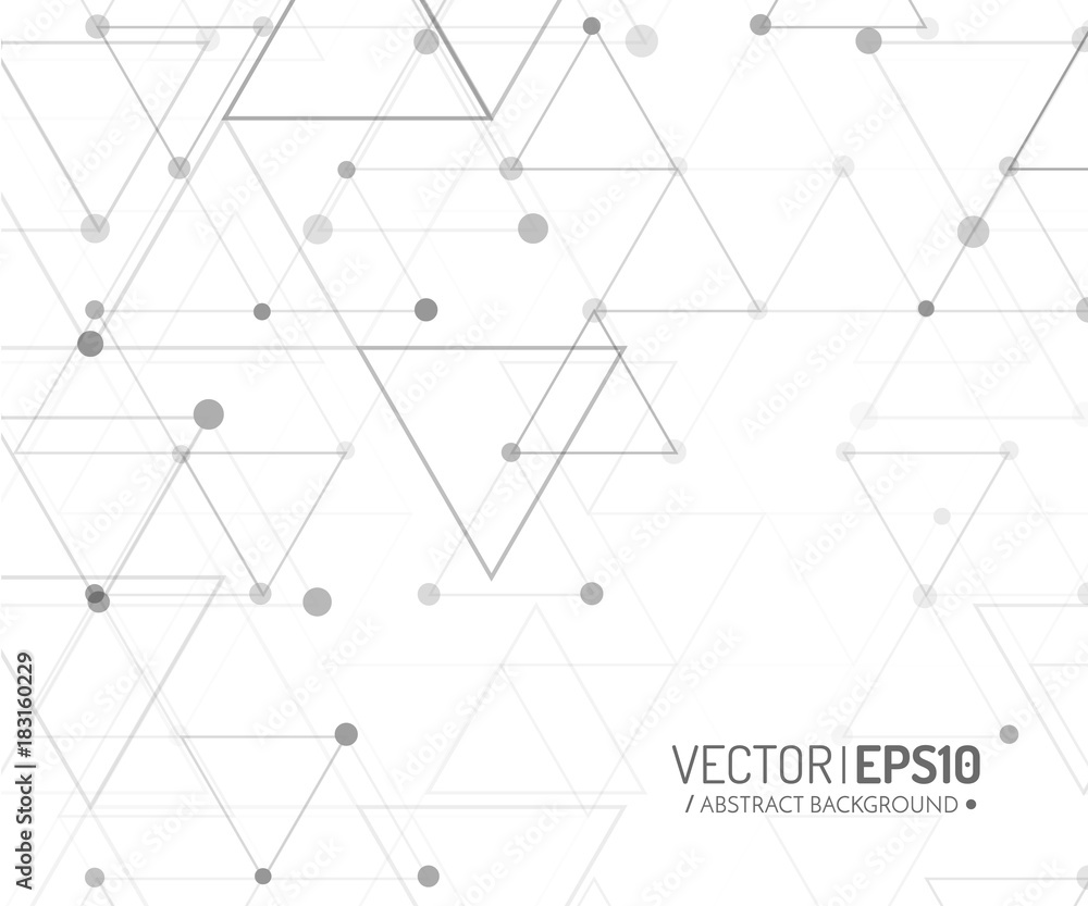 Poster Technology background. Triangles with dots. Geometric pattern
