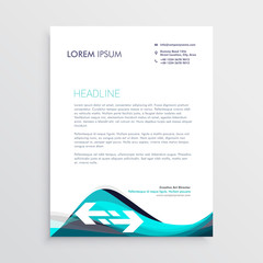 elegant blue and gray waves letterhead design