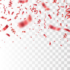 Red confetti isolated. Festive vector background