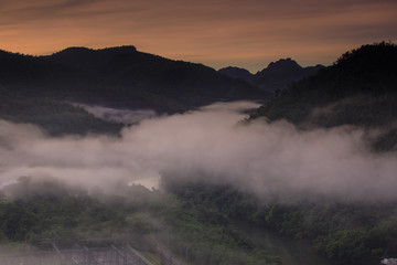 Landscape of Srinakharin dam Kanchanaburi province, Thailand.