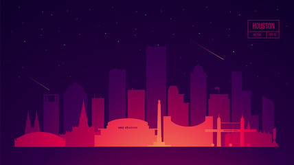 Houston skyline buildings vector illustration
