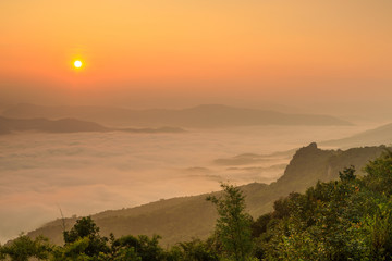 Doy-sa-merh-dow, Landscape sea of mist in national park of Nan province  Thailand.