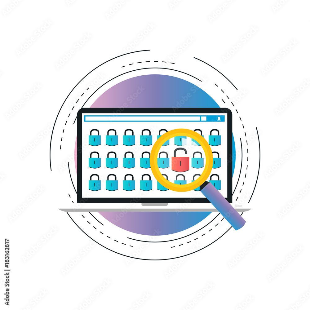 Poster online security gradient color vector illustration design. secured information, data privacy and pad