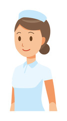 A woman nurse walking in a nurse hat and a white coat is walking